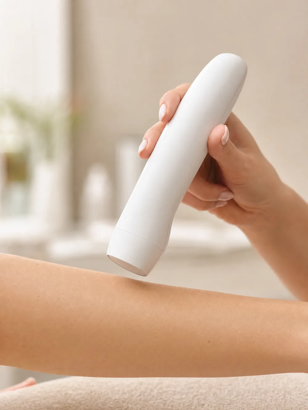 Aesthetic device applied to the skin during a treatment at Anaël